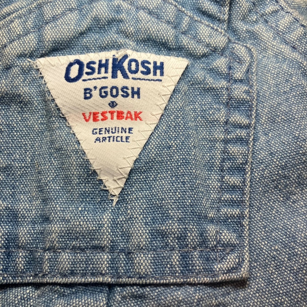 Vintage OshKosh Bgosh Vestbak Denim Overalls Light Wash Tractor Cuff Kids - Picture 4 of 12